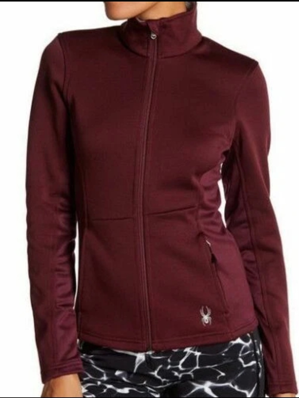 Spyder Jewel Mid Core Sweater Knit Fleece Slim Full Zip Jacket Burgundy Wine M